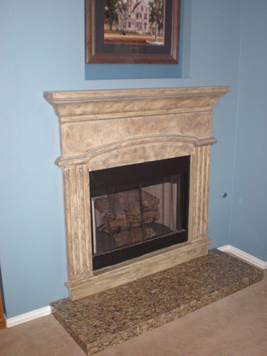 Fauxed Mantle and Granite Hearth